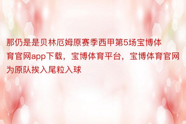 那仍是是贝林厄姆原赛季西甲第5场宝博体育官网app下载，宝博体育平台，宝博体育官网为原队挨入尾粒入球