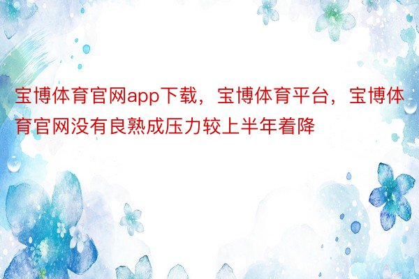 宝博体育官网app下载，宝博体育平台，宝博体育官网没有良熟成压力较上半年着降